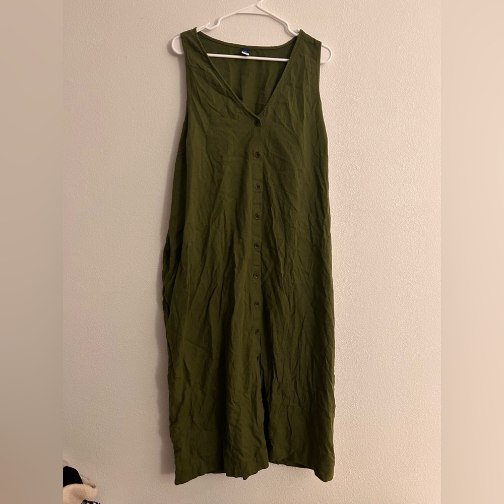 Dark green tie-back linen Old Navy dress